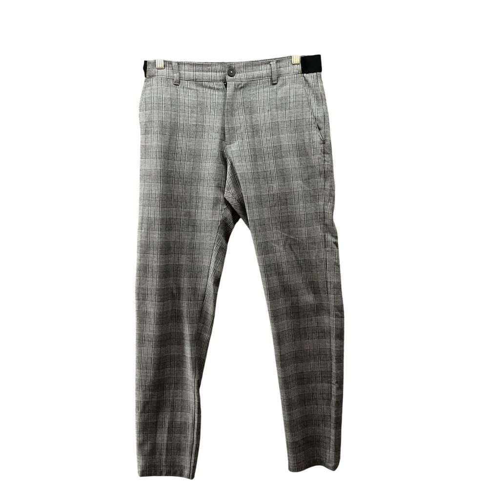 Zara Slim Fit Stretch Pants Mens XS Gray Plaid Trouser